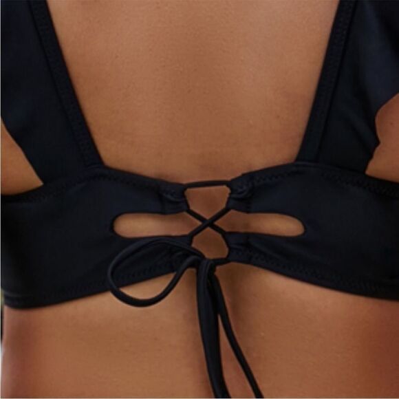 Cici Bird Black Ruffle Sleeve Swim Top, Size M, NWT - Picture 2 of 8